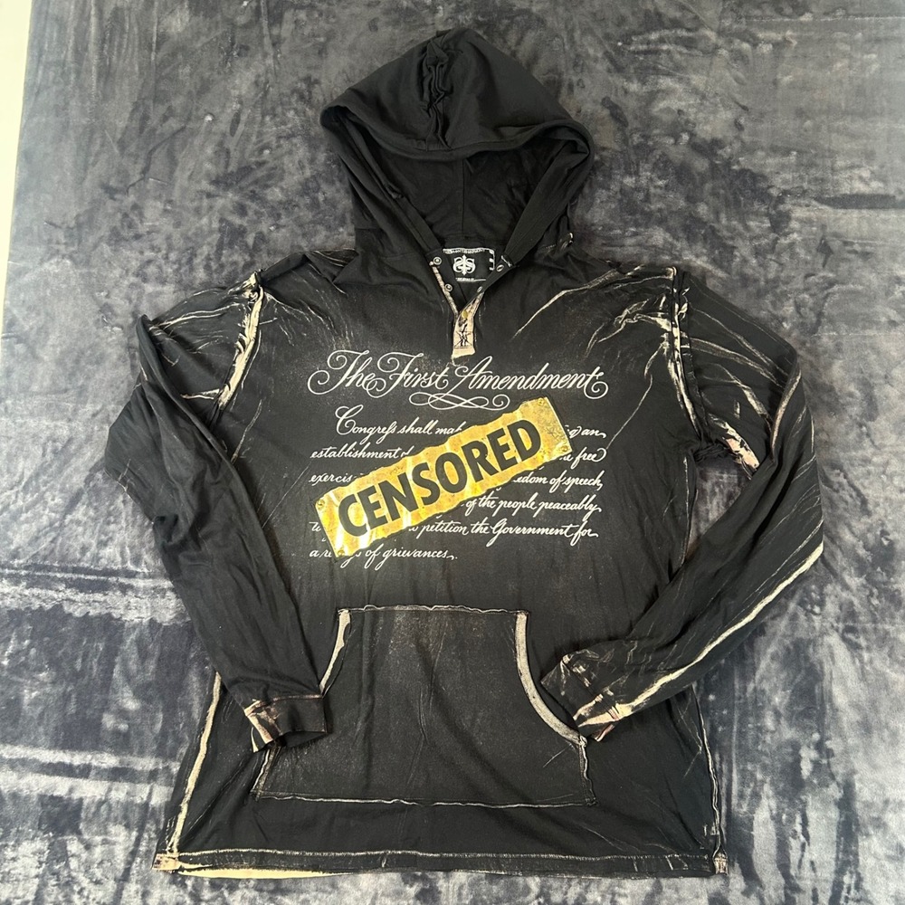 The‎ Saints Sinphony Hoodie Mens 4X Black First Amendment Censored Graphic Shirt